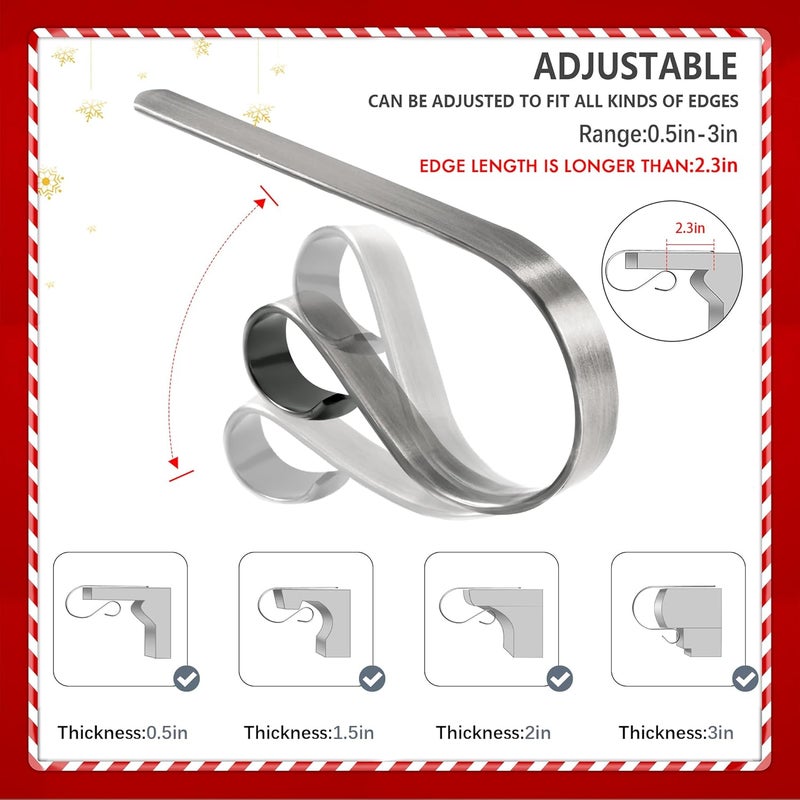 Doitory Christmas Stocking Holder Hanger,4 Pack Adjustable Stocking Holders for Mantle and Fireplace Metal Decoration for Xmas Holiday Party - Image 3
